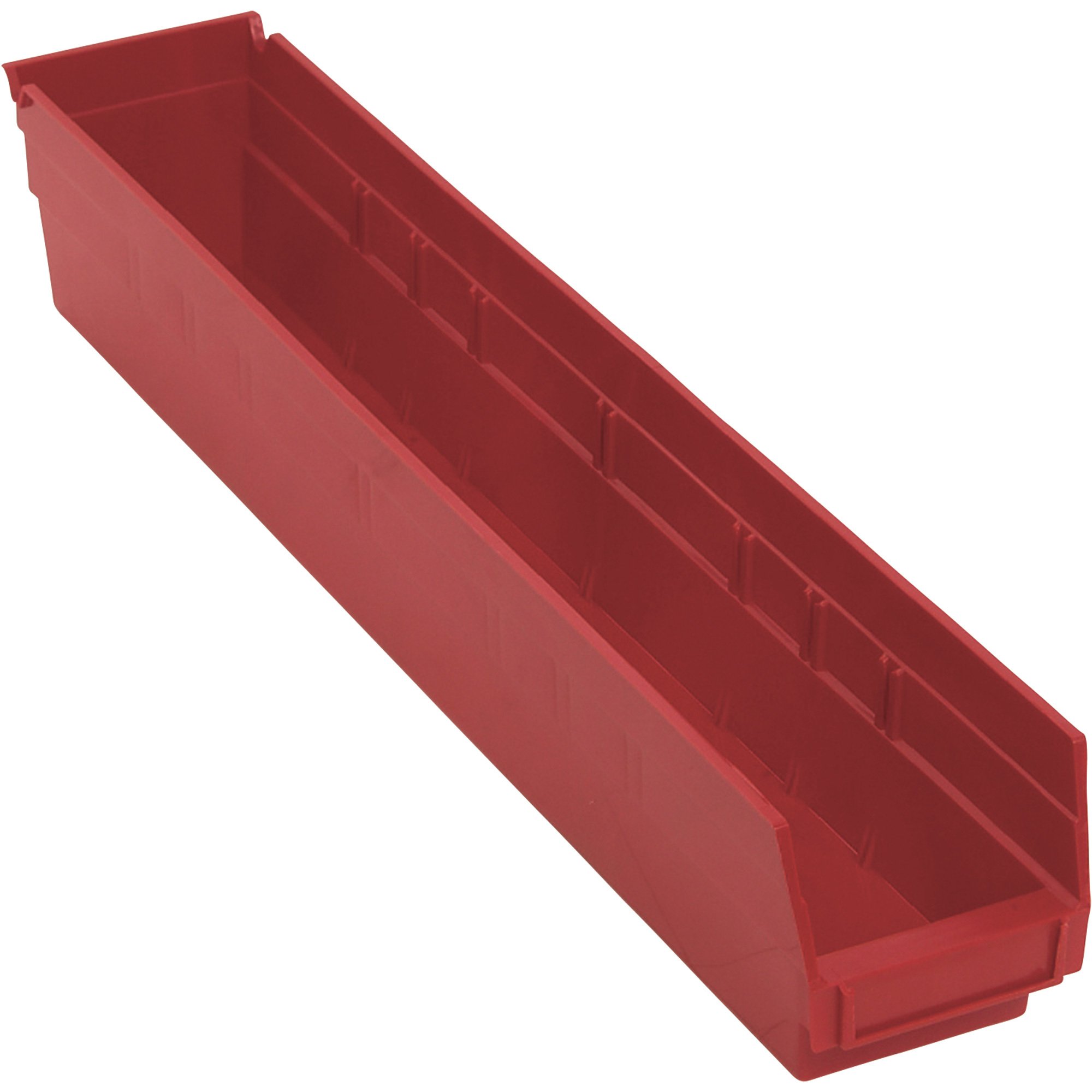 Quantum Storage Economy Shelf Bins — 23 5/8in. x 4 1/8in. x 4in. Size, Carton of 16